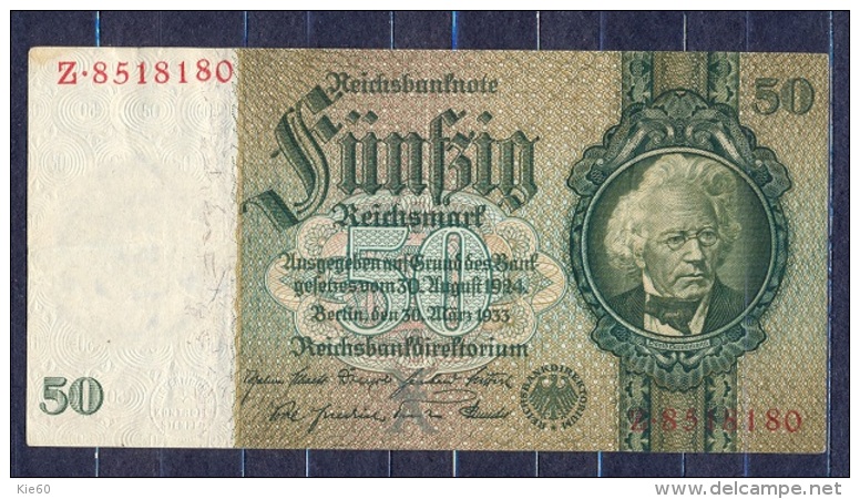Germany - 1933- 50 Mark  X/Z  -    ( VF+ ) .P-182a ...R 175a - 50 Reichsmark