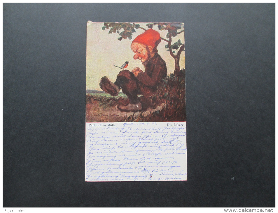 Ansichtskarte / Künstlerkarte 1921 Zwerg. Der Lehrer. Paul Lothar Müller. Eulen Verlag Berlin - Autres & Non Classés
