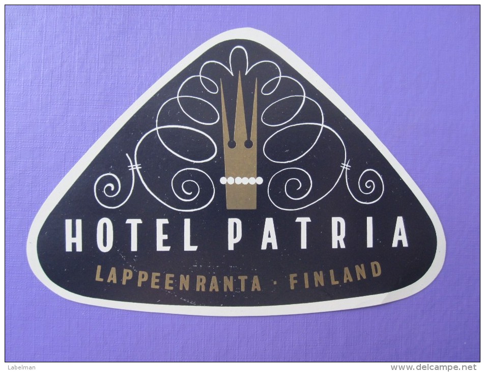 HOTEL HOTELLI HOTELLET HOSPIZ PATRIA LAPPEENRANTA HELSINKI FINLAND SUOMI DECAL LUGGAGE LABEL ETIQUETTE AUFKLEBER - Hotel Labels