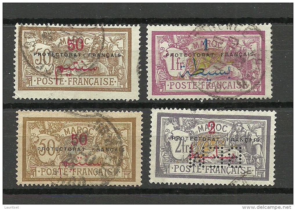 FRANKREICH France Marocco Marokko 1914 Michel 14 - 16 O Incl Perfin - Usados