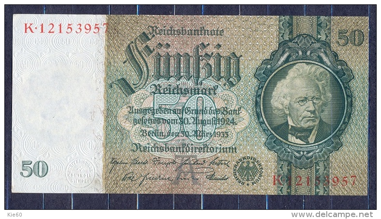 Germany - 1933- 50 Mark  A/K  -    ( AUNC ) .P-182a ...R 175b - 50 Reichsmark