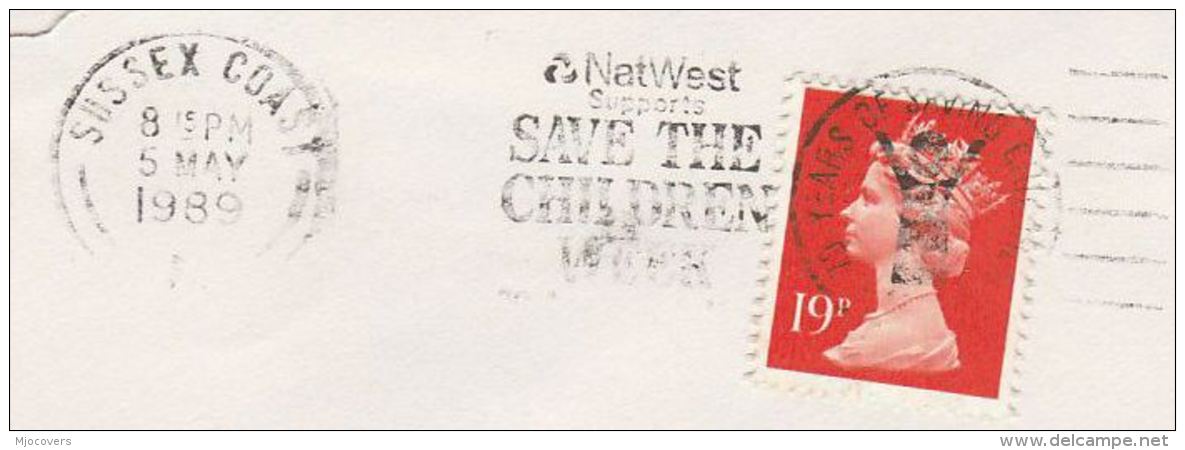 1989 GB  COVER Slogan NATWEST SUPPORTS SAVE THE CHILDREN WEEK , Bank Banking Finance Sussex Coast Stamps - Lettres & Documents