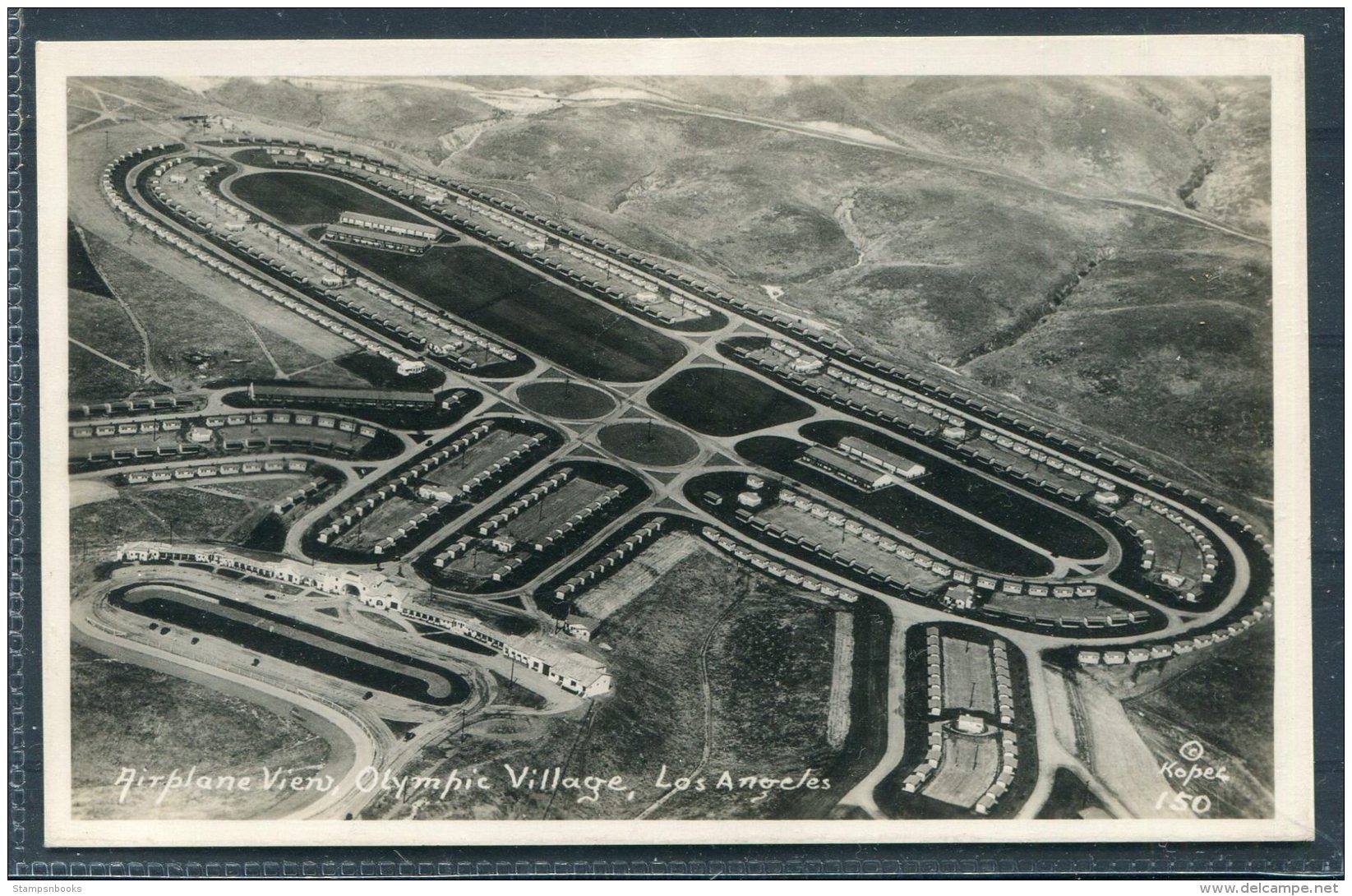 1932 USA Los Angeles Olympics / Airplane View Of Olympic Village RP Postcard - Juegos Olímpicos