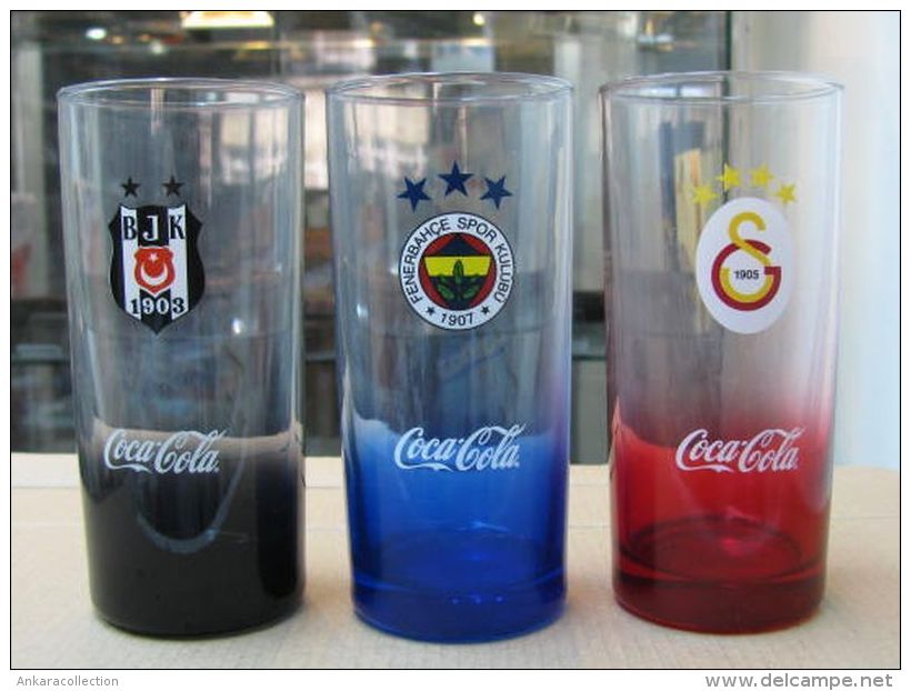 AC - COCA COLA BESIKTAS FENERBAHCE GALATASARAY BRAND NEW GLASSES FROM TURKEY - Tazze & Bicchieri