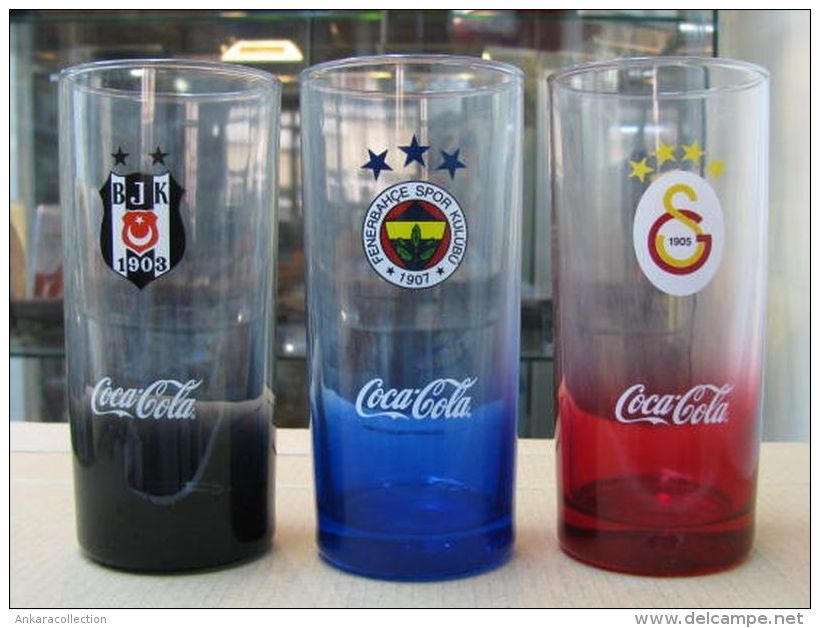 AC - COCA COLA BESIKTAS FENERBAHCE GALATASARAY BRAND NEW GLASSES FROM TURKEY - Tazze & Bicchieri