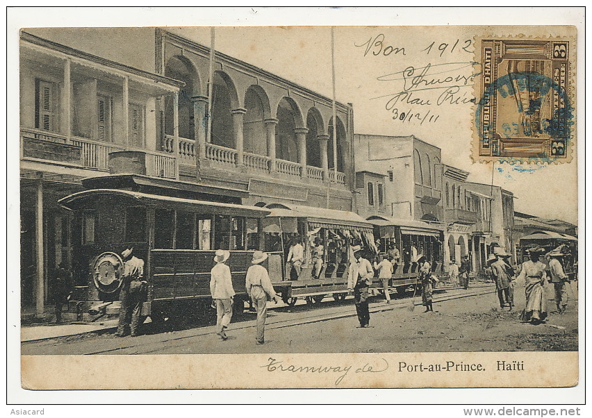 Maximum Card Tramway De Port Au Prince Haiti  1912  No 2 Tram  Used To La Souterraine Creuse - Haïti