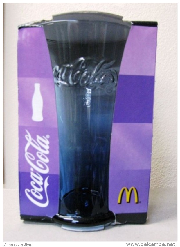 AC - COCA COLA McDONALD'S ROYAL BLUE CLEAR GLASS IN ITS ORIGINAL BOX FROM TURKEY - Mugs & Glasses