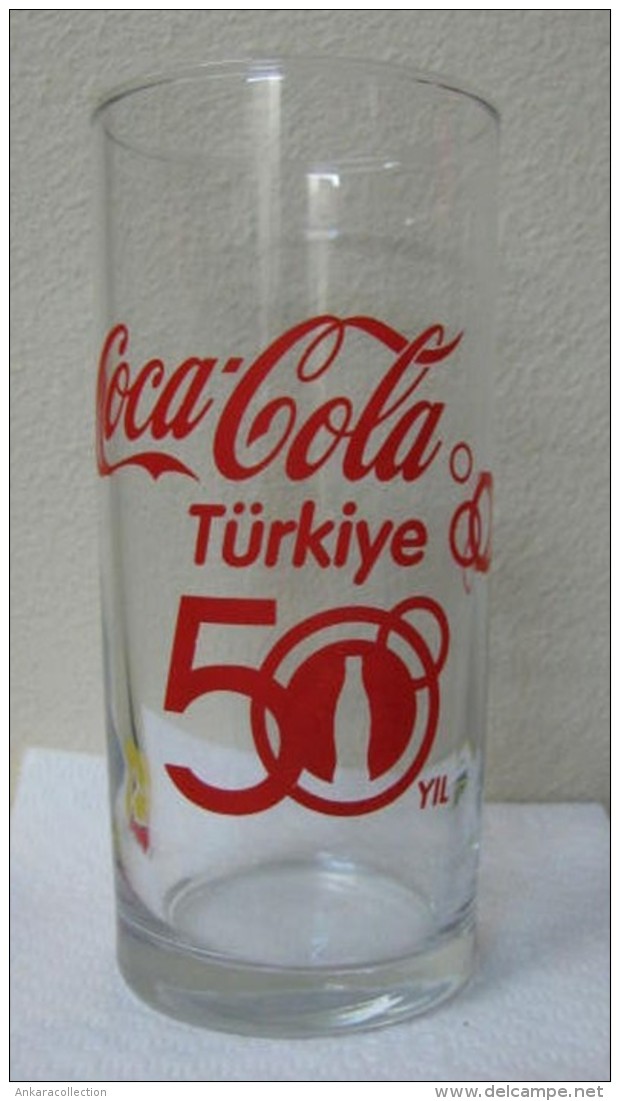 AC - COCA COLA - 50th YEAR IN TURKEY ILLUSRATED GLASS FROM TURKEY - Mugs & Glasses