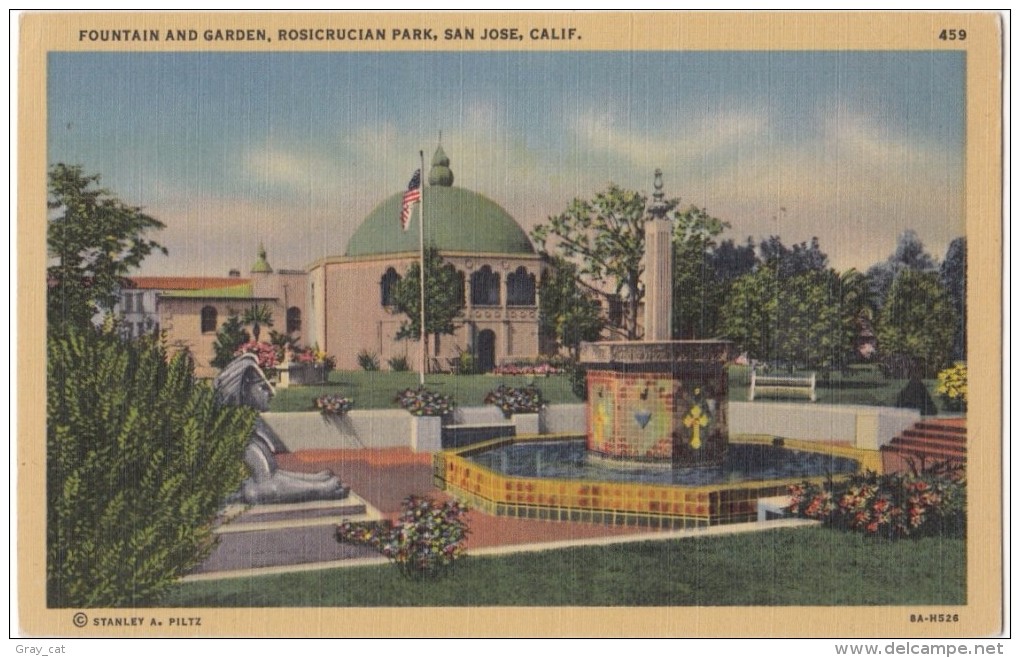 Fountain And Garden, Rosicrucian Park, San Jose, California, Unused Postcard [18011] - San Jose