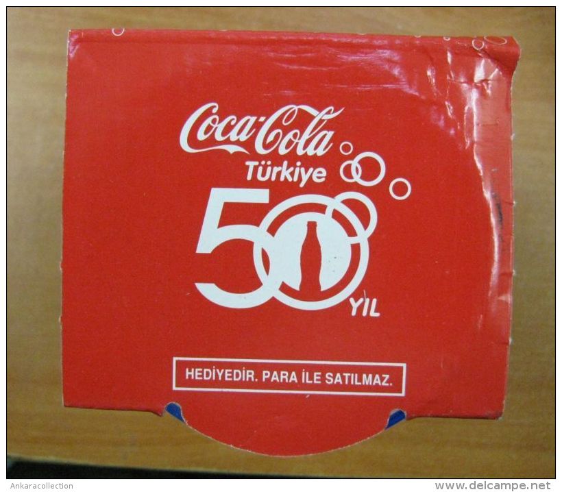 AC - COCA COLA 50TH YEAR IN TURKEY BUBLE FIGURED BLUE GLASS FROM TURKEY - Tasses, Gobelets, Verres