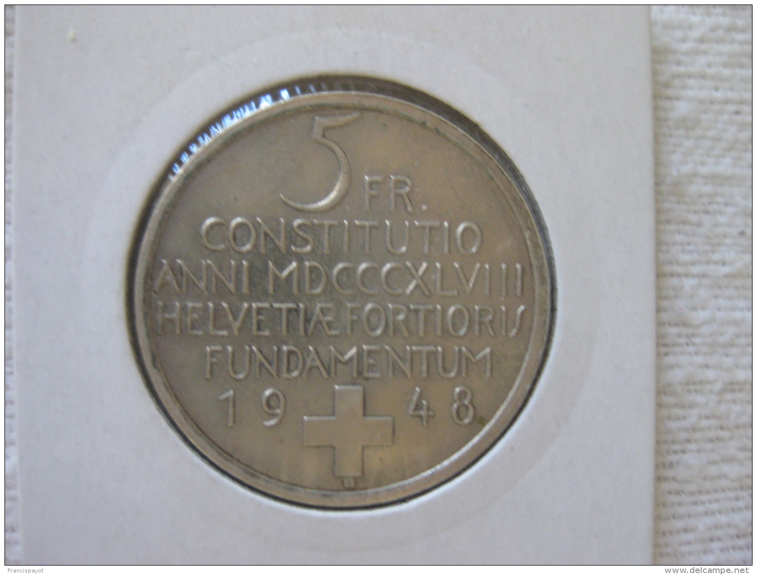 Suisse 5 Francs Commemoration 100 Ans De La Constitution Fédérale 1948 - Altri & Non Classificati