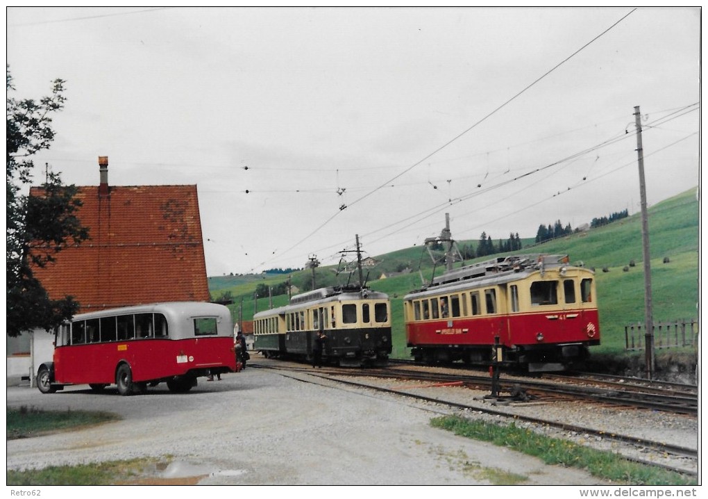 WEISSBAD &#8594; Saurer Postauto Wartet Beim Bahnhof Auf Die Fahrgäste, Schöne Foto 1967 - Weissbad 