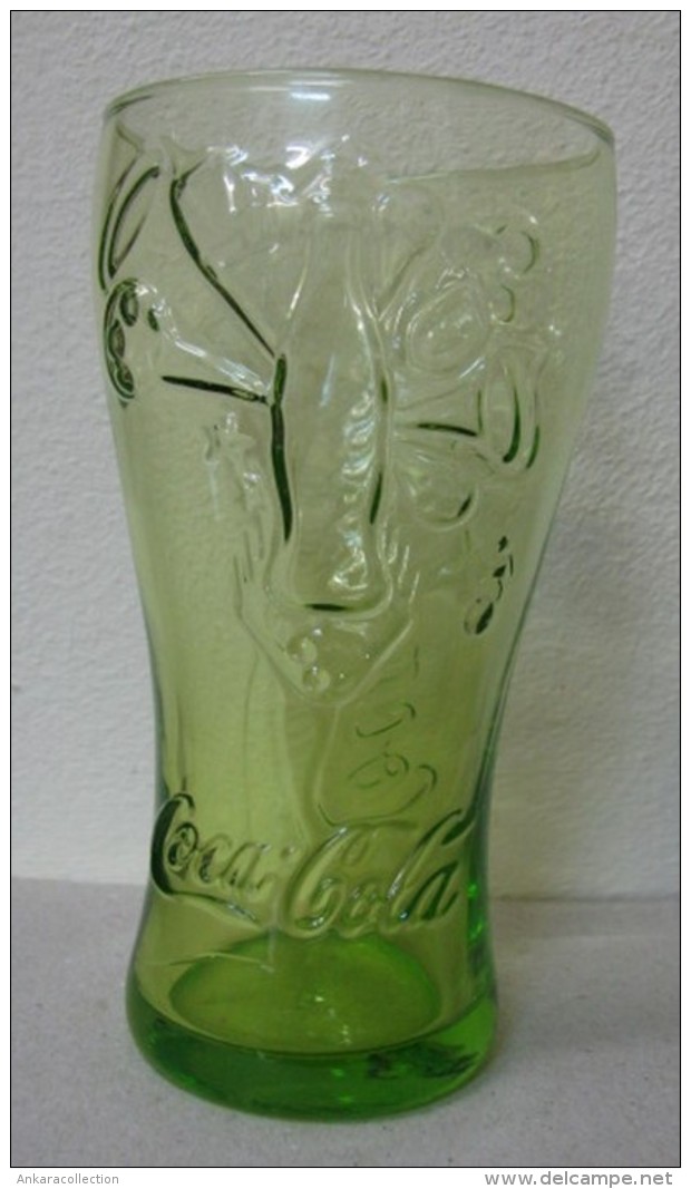 AC - COCA COLA BOTLLE ILLUSTRATED GREENISH GLASS - Mugs & Glasses