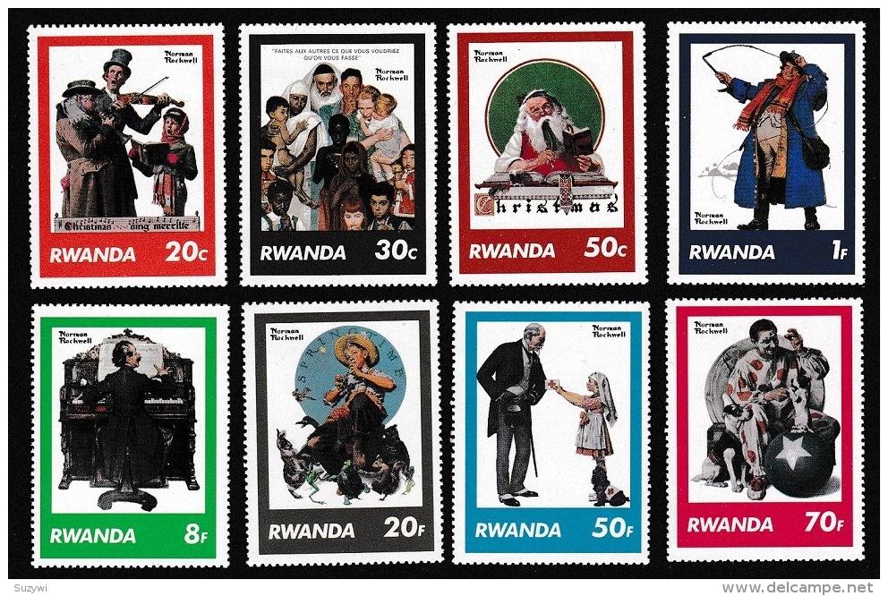 Rwanda**Norman ROCKWELL-PAINTINGS-8vals-1981-ART-Kunst-peintures-schilderijen-MNH - Unused Stamps