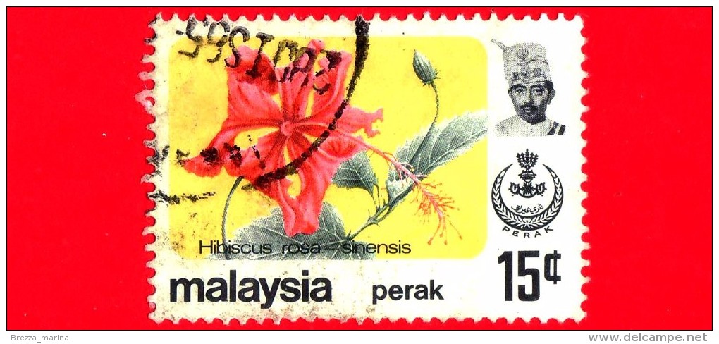 MALESIA - MALAYSIA - Usato - 1979 - Fiori - Flowers - Hibiscus Rosa Sinensis - Perak - 15 C - Malesia (1964-...)