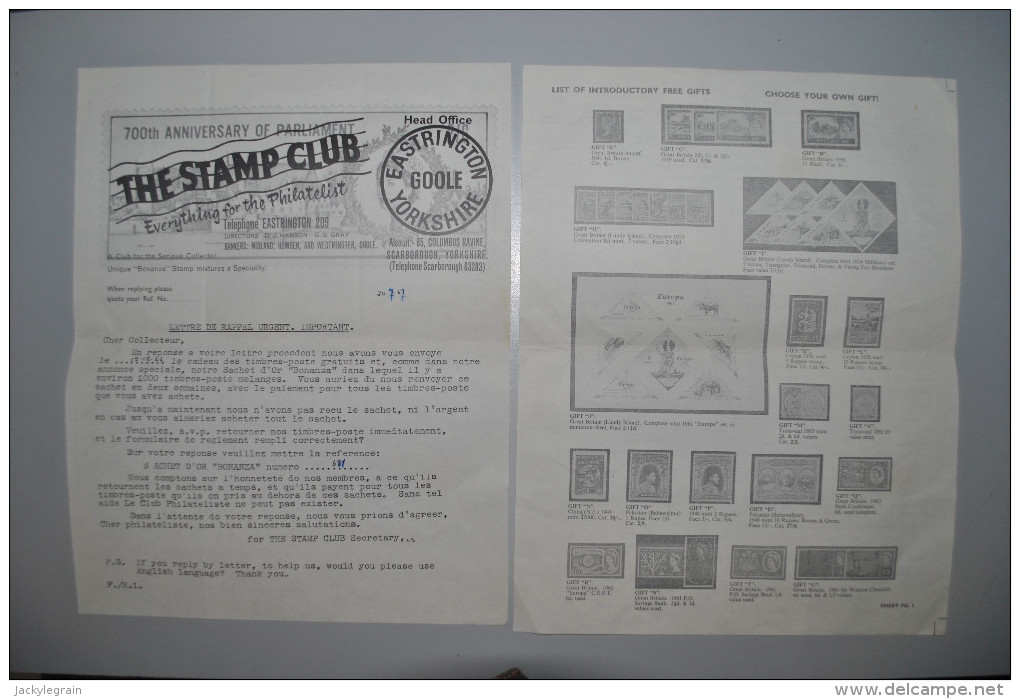 Grande-Bretagne 1967 Document "Stamp Club" Scarborough - Lettres & Documents