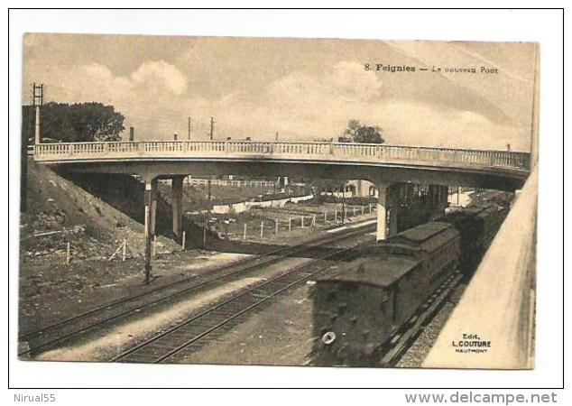 Nord 59 FEIGNIES Le Nouveau Pont  2 Scans Affranchissement Taxe Beau Plan Train   .......cl - Feignies