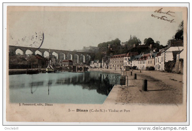 Dinan Côtes Nord Viaduc Et Port 1908 état Superbe - Dinan