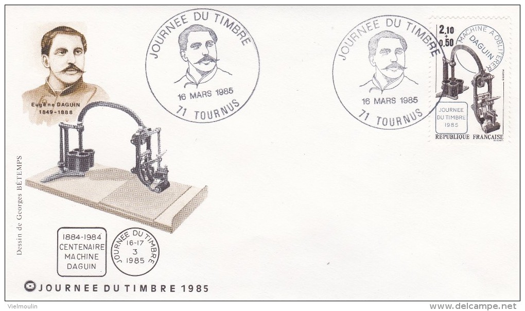 JOURNEE DU TIMBRE 16 MARS 1985 A TOURNUS TIMBRE DAGUIN LETTRE OBLITEREE - Cachets Manuels