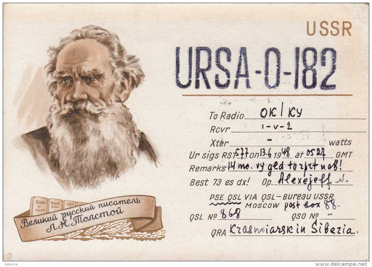 USSR - QSL Karte Gel.1948 - Radio