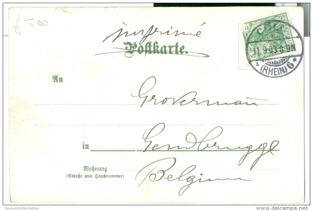 1903 Germany Rathaus In Koeln Art Pc, C.Pfaff Signed , Used To Belgium - Koeln