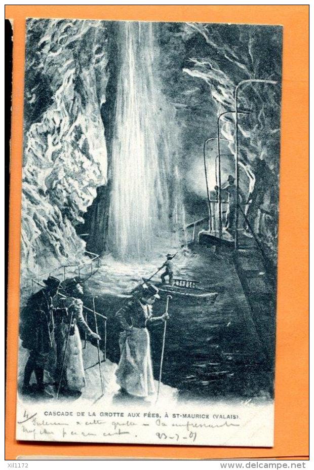 MAR-20 St.-Maurice. Cascade De La Grotte Aux Fées, Elégantes. Barque. Non Circulé - Saint-Maurice