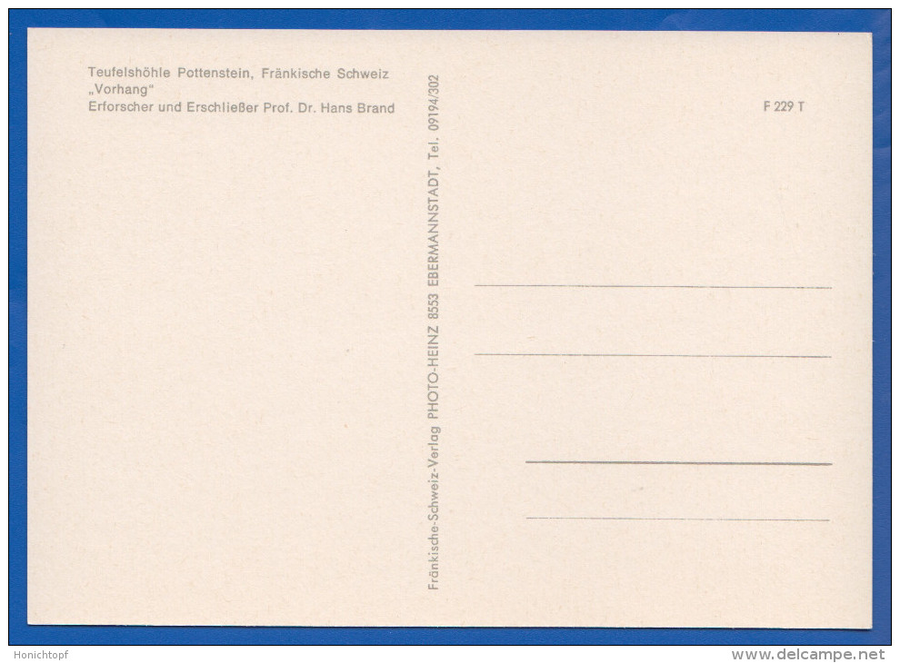 Deutschland; Pottenstein; Fränk. Schweiz; Teufelshöhle - Pottenstein