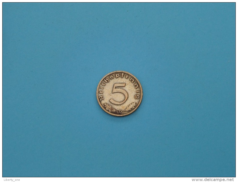 1938 D - 5 Reichspfennig - KM .. ( For Grade, Please See Photo ) ! - 5 Reichspfennig