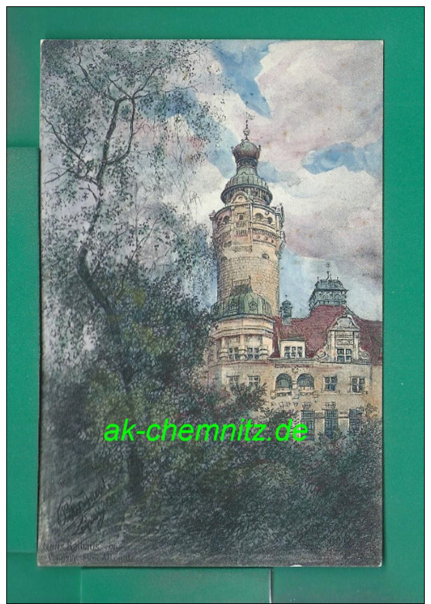 Alte Sachsen Künstler AK 04103 Leipzig 1906 !!!  Neues Rathaus - Leipzig