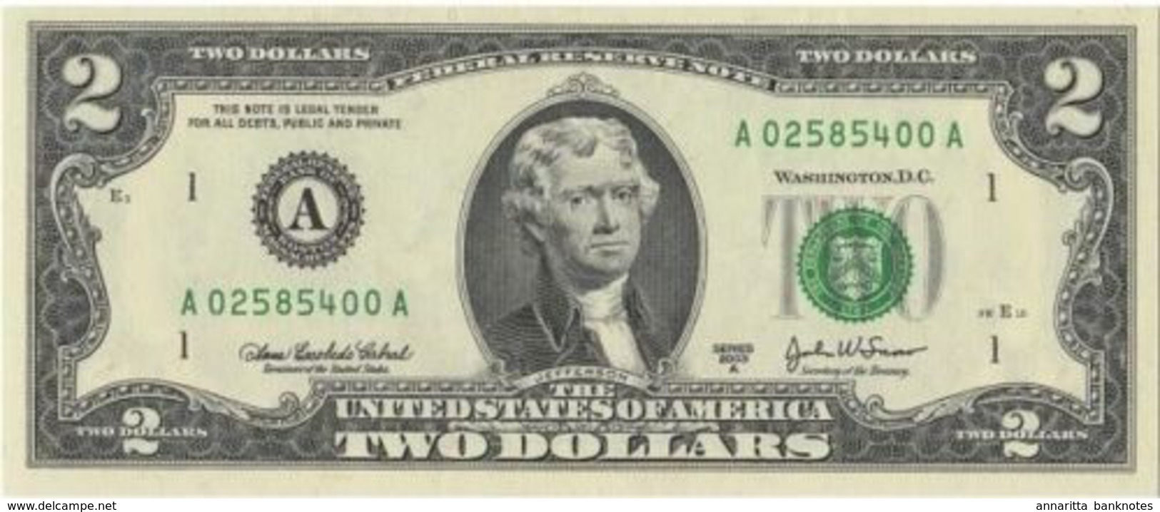 UNITED STATES 2  DOLLARS 2003A P-516bA UNC BOSTON [ US516bA ] - Bilglietti Della Riserva Federale (1928-...)