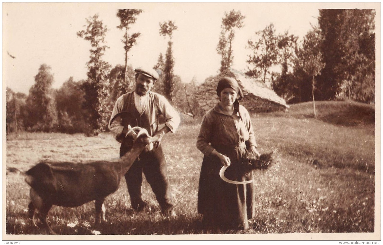 05856  "CONTADINI CON CAPRA" ANIMATA, CAPRA, CHÈVRE, GOAT, ZIEGE, FOTOGRAFIA ORIGINALE - Personnes Anonymes