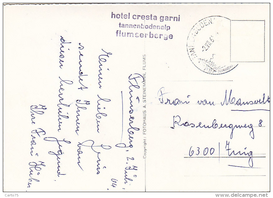Suisse - Flumserberg - Tannenbodenalp - 1964 - Cachet Hotel Cresta Garni - Flums