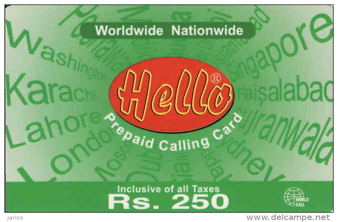 Pakistan Prepaid 250 RS. Card Hello Pak Telecom - Pakistan