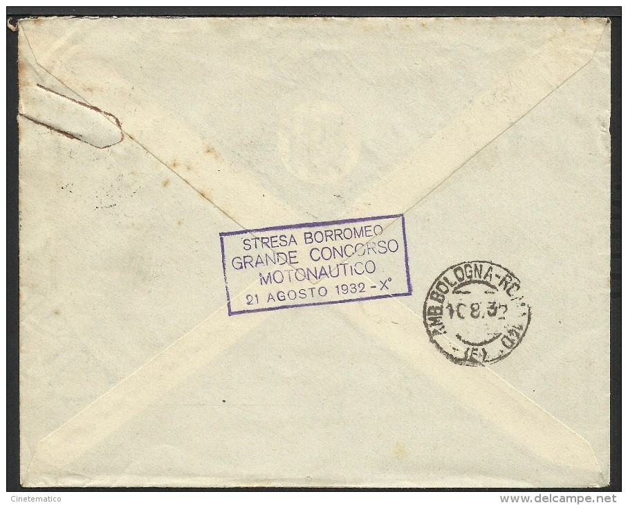 Cachet STRESA BORROMEO GRANDE CONCORSO MOTONAUTICO 21 AGOSTO1932 - Matasellos Generales