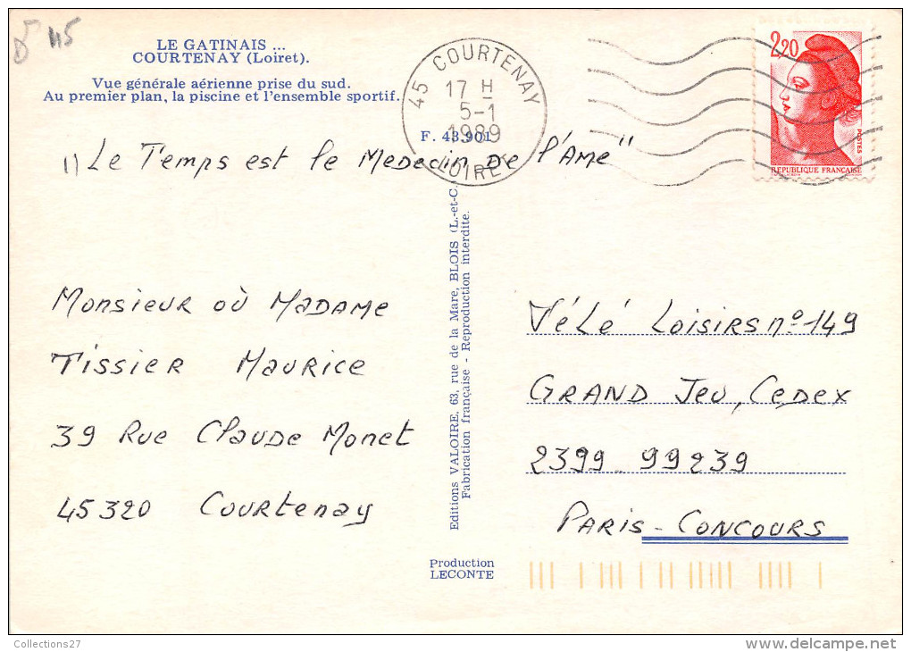 45-COURTENAY - LA GATINAIS.....VUE GENERALE AERIENNE ENSEMBLE SPORTIF - Courtenay