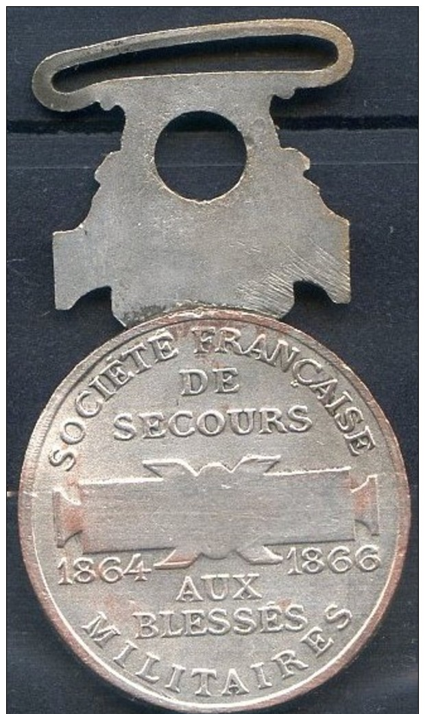 MEDAILLE   SECOURS  AUX  BLESSES  1864  -  1866     (  2  SCANS R° V°  ) . - Autres & Non Classés