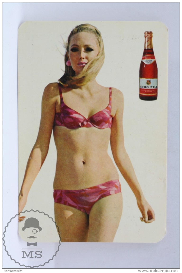 Euro Pils Spanish Beer Advertising Pocket Calendar 1969 Spain - Pin Up Pink Bath Suit Blonde Girl - Big : 1961-70