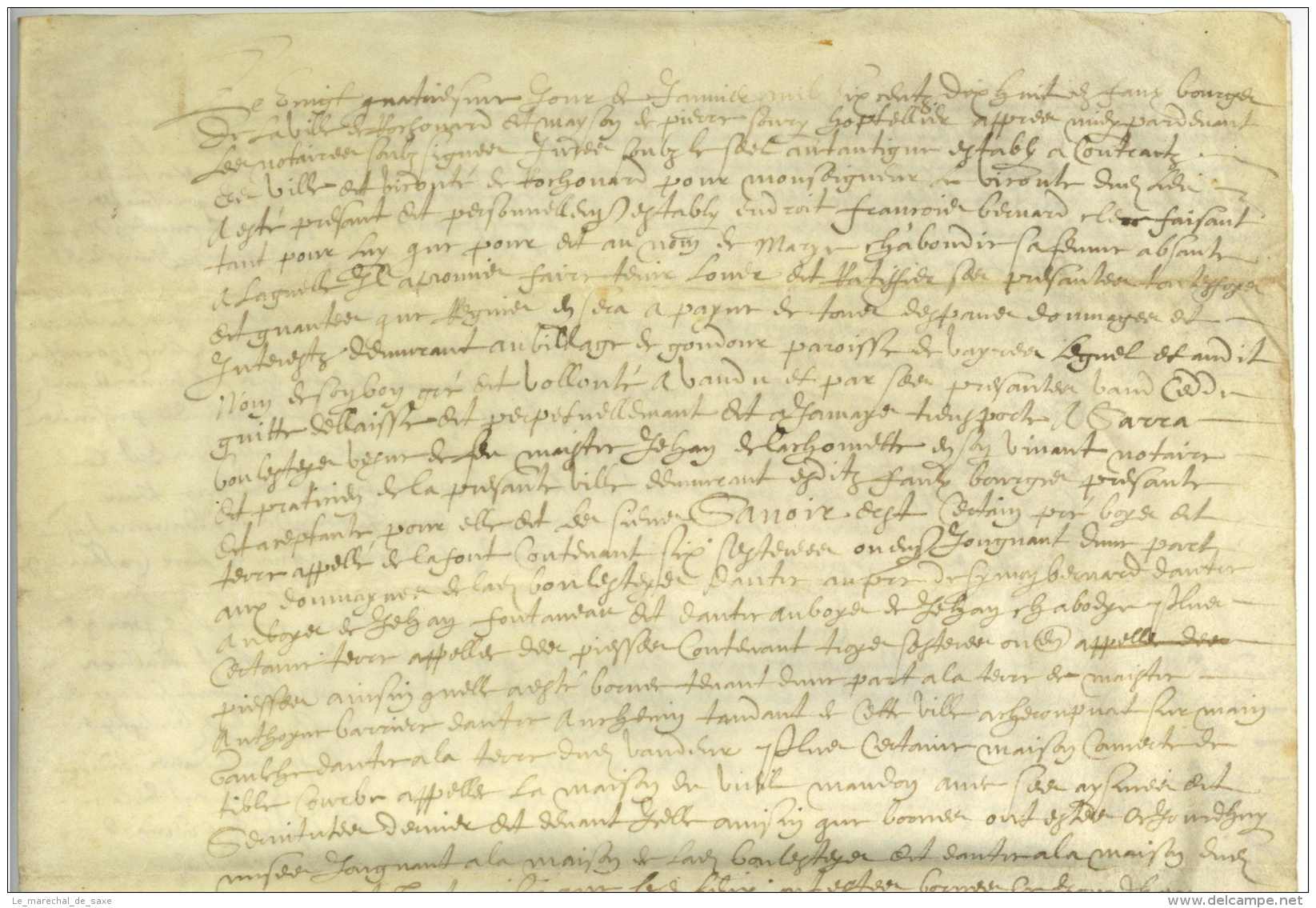 CONTRAT DE VENTE, Grand Parchemin, ROCHECHOUART Et SAINT-JUNIEN, Haute-Vienne, 1618, 3 Pp., Ca. 38 X 28 Cm. Signé DE LA - Manuskripte