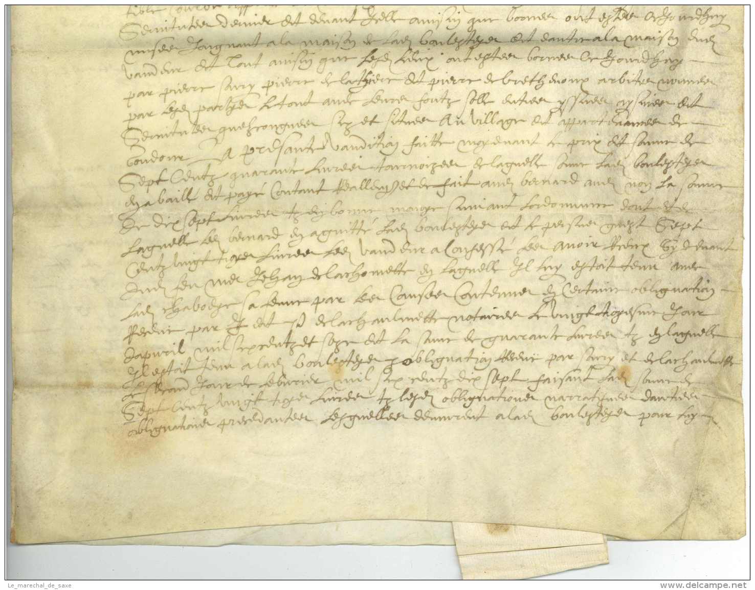 CONTRAT DE VENTE, Grand Parchemin, ROCHECHOUART Et SAINT-JUNIEN, Haute-Vienne, 1618, 3 Pp., Ca. 38 X 28 Cm. Signé DE LA - Manuscritos