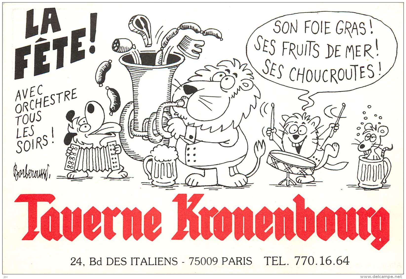 CARTE POSTALE : ILLUSTRATEUR BARBEROUSSE . TAVERNE KRONENBOURG . - Barberousse