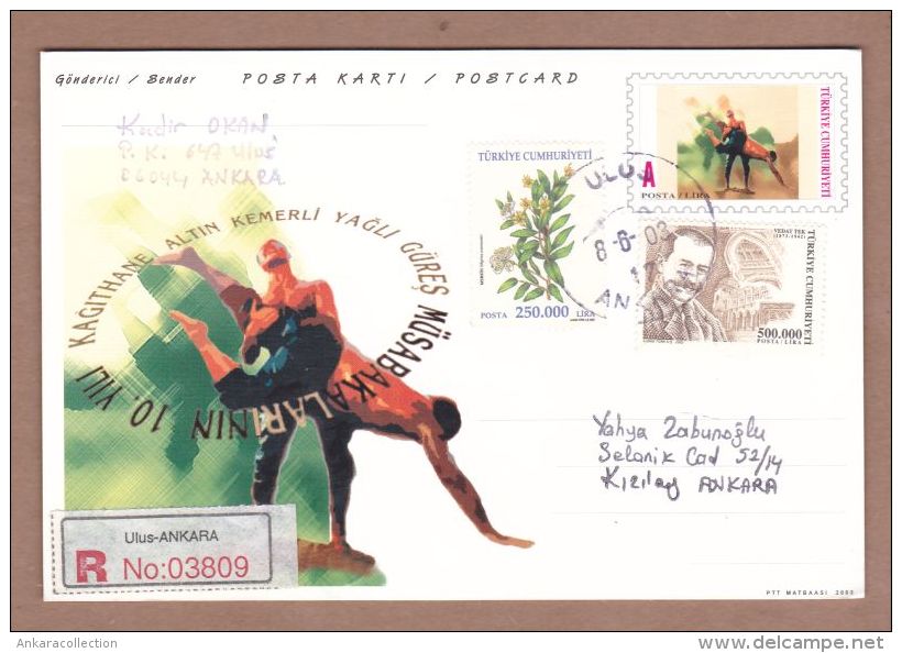 AC - TURKEY POSTAL STATIONARY - 10th ANNIVERSARY OF KAGITHANE OIL WRESTLING CONTESTS WITH GOLDEN BELT REGISTERED 2003 - Entiers Postaux