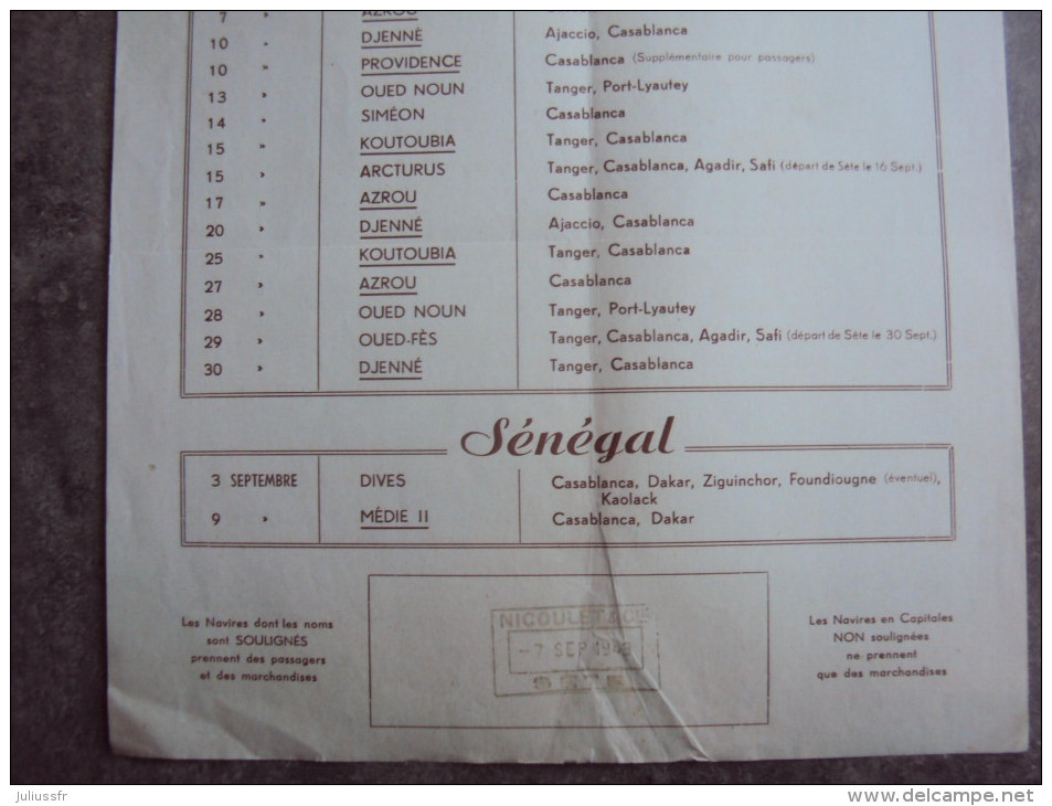 Ancien Prospectus Compagnie De Navigation Paquet1949 - Autres & Non Classés