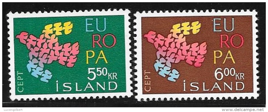 ISLANDE    -   TIMBRE   N° 311 ET 312 -    EUROPA  -  NEUF  -  1961 - Ungebraucht