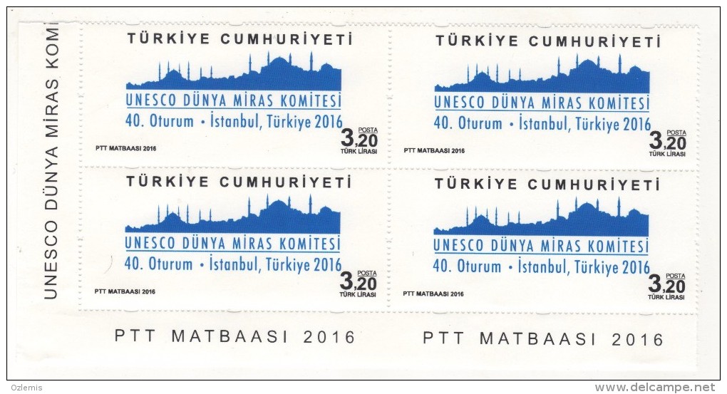 TURQUIE,TURKEI,UNESCO WORLD HERITAGE COMMITTEE 40 TH SESSION ISTANBUL TURKEY 2016 MNH FOUR BLOCKS - Usados