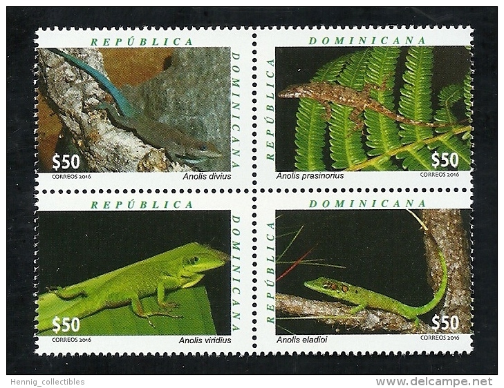 DOMINICAN REP. 2016 - Fauna Dominicana – Green Lizards - Dominican Republic