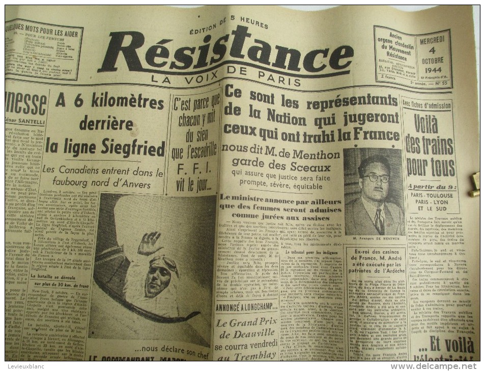 Journal/"Résistance"/La Voix De Paris / Les R Jugeront Ceux Qui Ont Trahi La France/4 Oct 1944   VJ89 - Autres & Non Classés