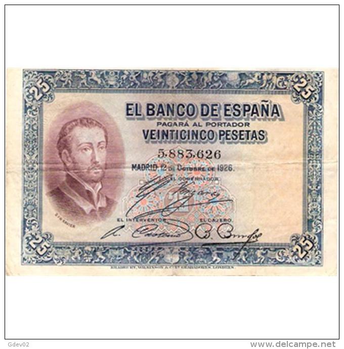 ESBYMA6301-LFTBBI358.BILLETES DE ESPAÑA. 25 PESETAS SIN  Serie 1925. ALFONSO Xlll - 1-2-5-25 Pesetas