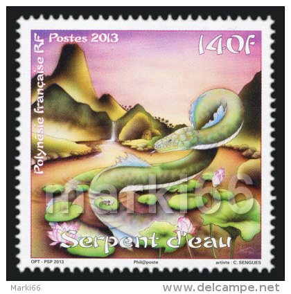 French Polynesia - 2013 - Lunar New Year Of The Snake - Mint Stamp With Lacque Printing - Neufs