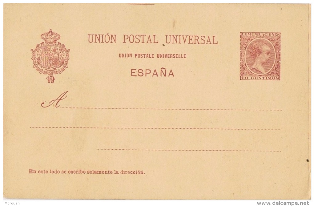 18557. Entero Postal 10 Cts Alfonso XIII, Carmin Sobre Anteado, Num 31 ** - 1850-1931