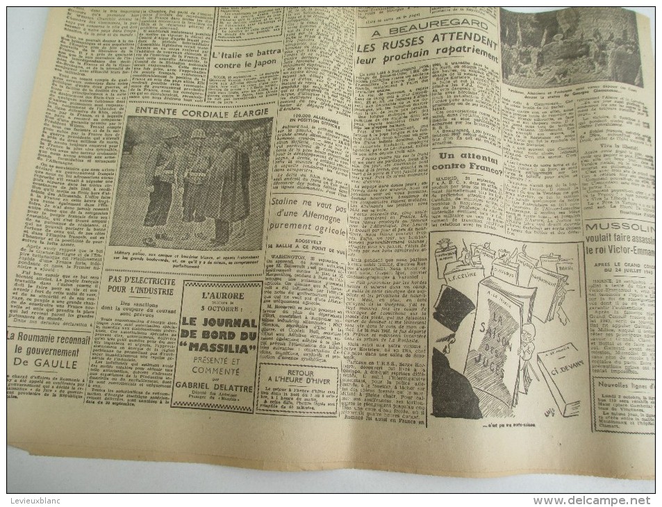 Journal/"L'Aurore"/Paul BASTID/ Calais Libéré/ Churchil Souhaite La Grandeur De La France/29 Sept1944   VJ93 - Autres & Non Classés